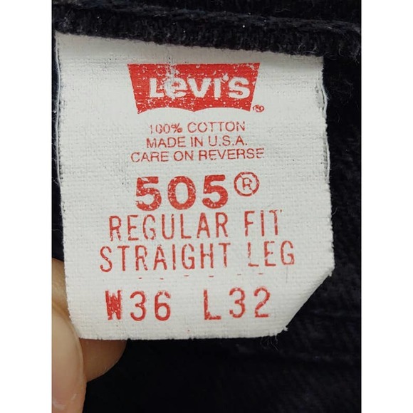 Vintage Orange tab Levi's 505 regular fit straight leg black jeans size 36X32 - Picture 3 of 5